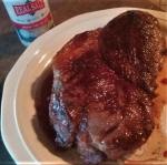 steak on plate with salt